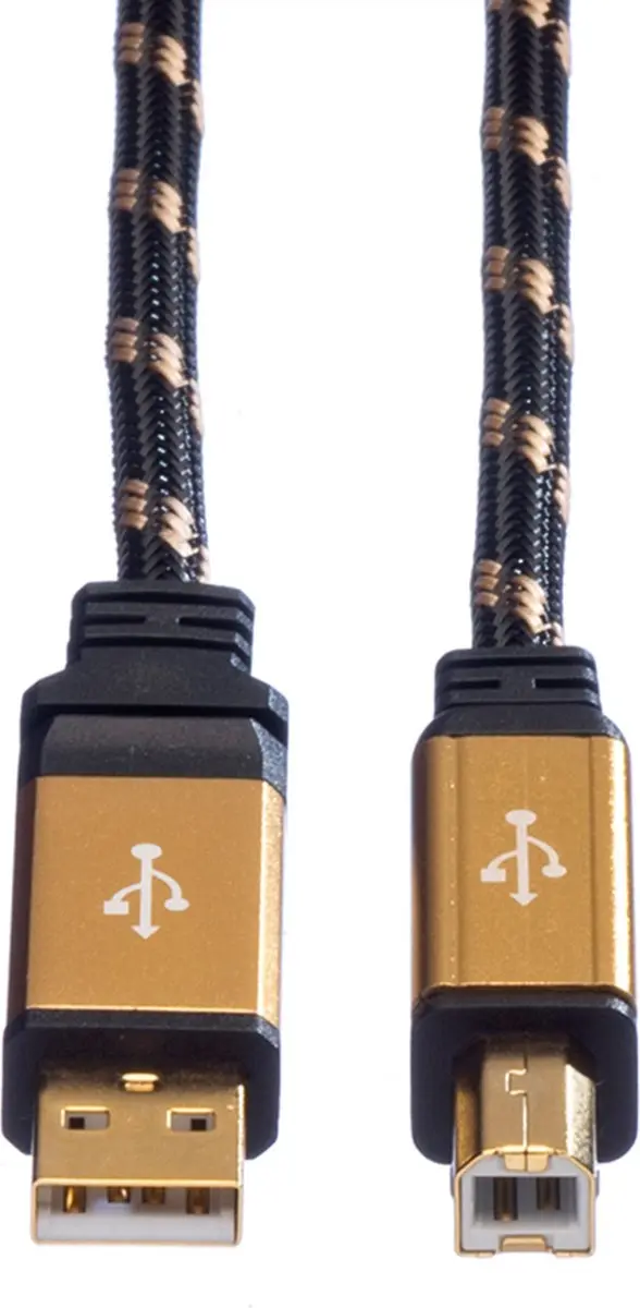 Roline GOLD USB 2.0 Kabel A-B 4,5m - Zwart/Goud