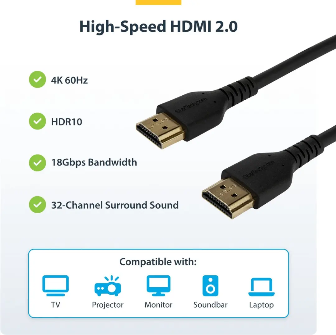 Startech HDMI Kabel RHDMM1MP 1m - 4K Ultra HD - Zwart