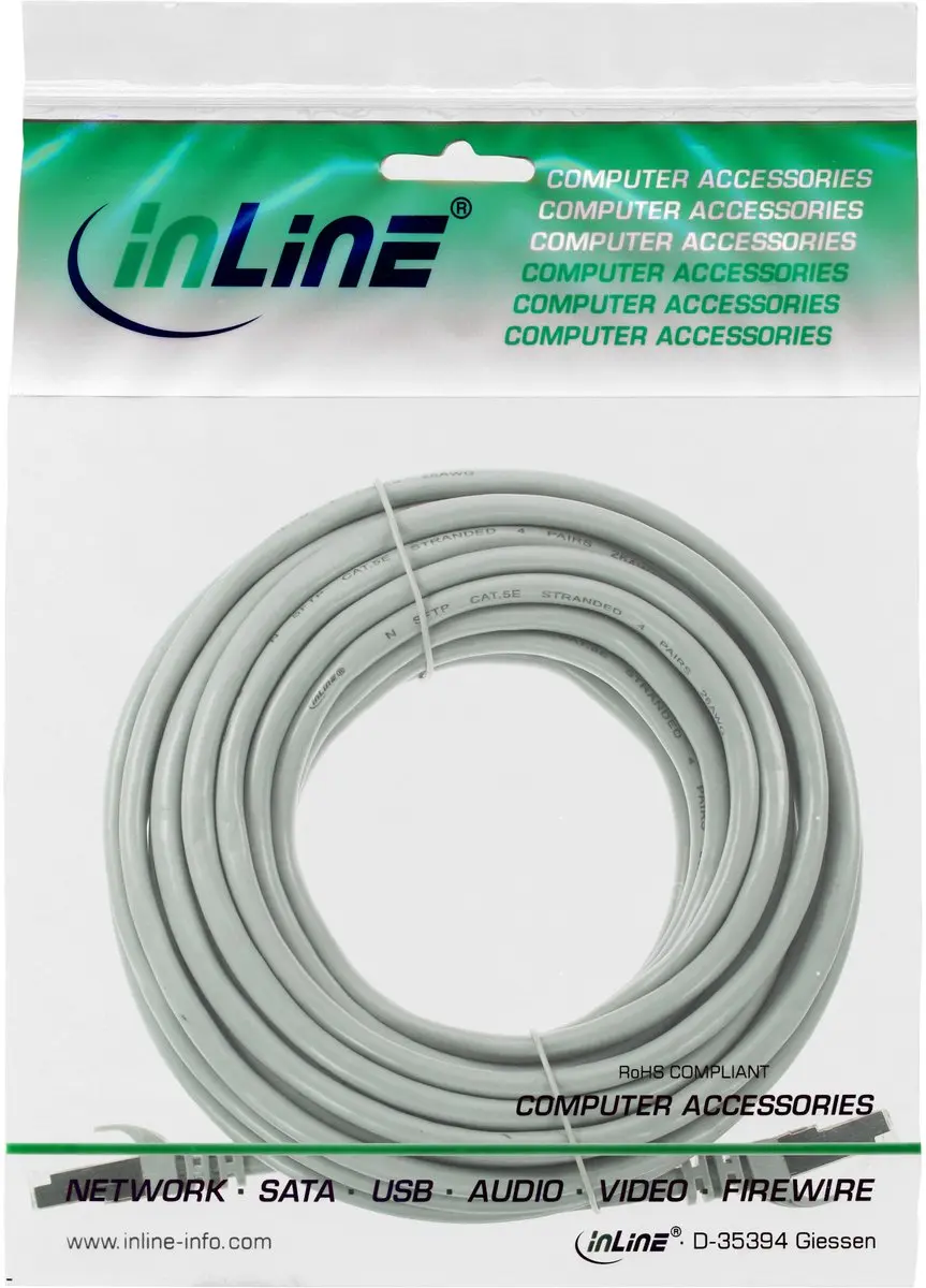 InLine Patchkabel SF/UTP Cat.5e 10m - Grijs