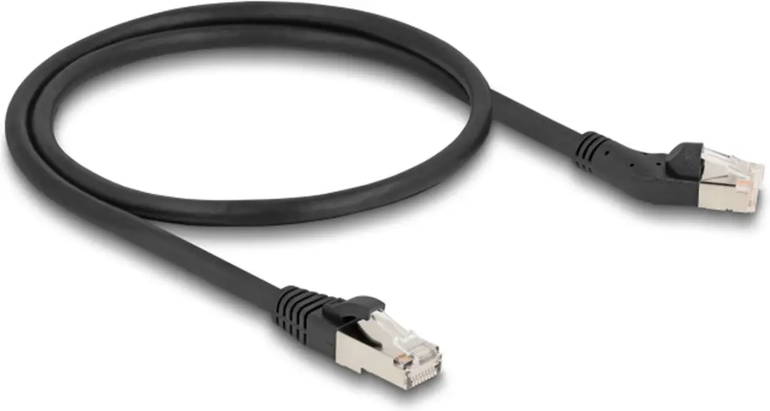 Delock RJ45 Cat.6A S/FTP Kabel 45° Links - 0,5m - Zwart
