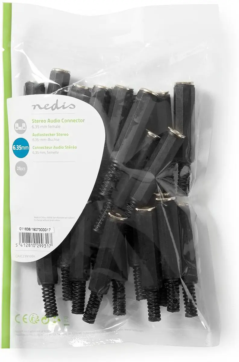 Nedis 6,35mm Audioconnector CAVC23910BK - Female - 25 Stuks