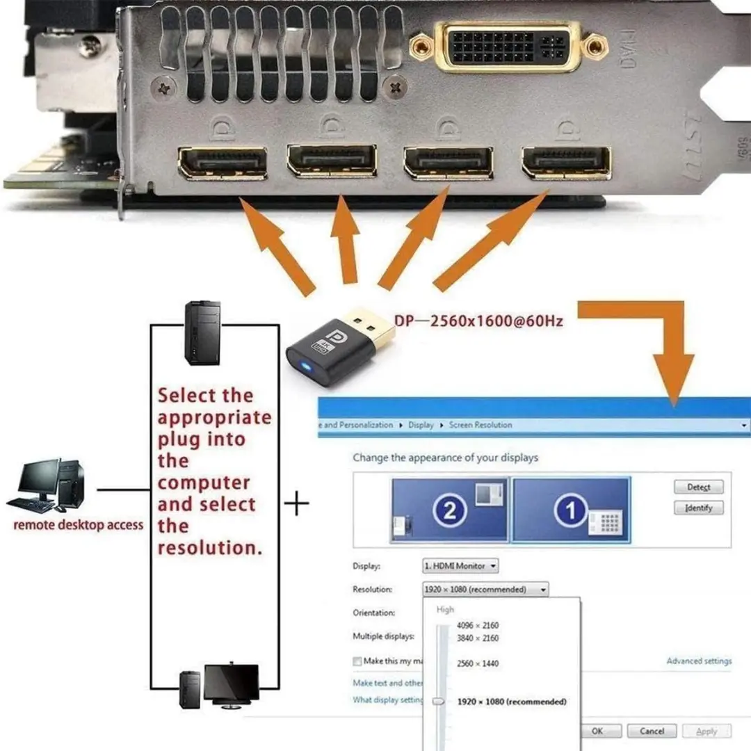 NÖRDIC DP-EMU Dummy Plug DisplayPort - 4K Emulator - Zwart