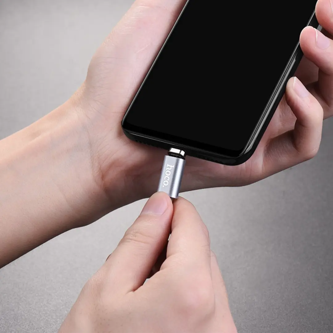 Hoco U40a Magnetische Micro USB Oplaadkabel - Metaal Grijs