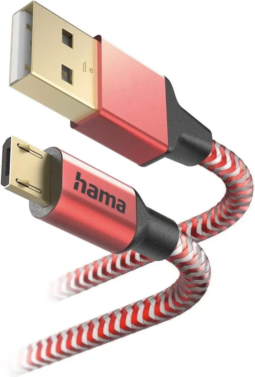 Hama USB-A naar Micro-USB Kabel 150cm - 3A - Rood