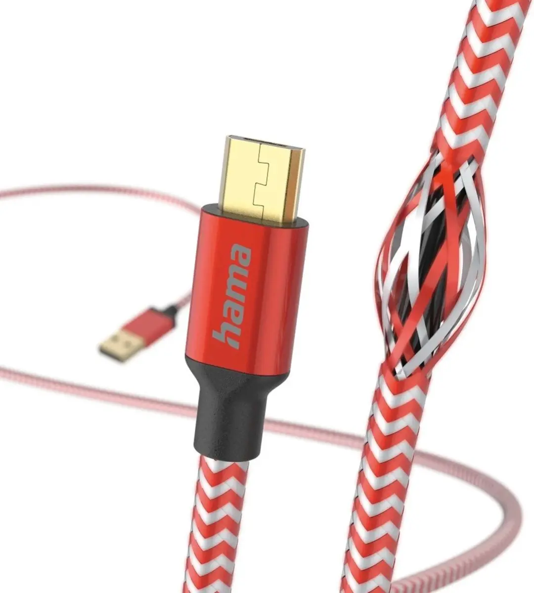 Hama USB-A naar Micro-USB Kabel 150cm - 3A - Rood