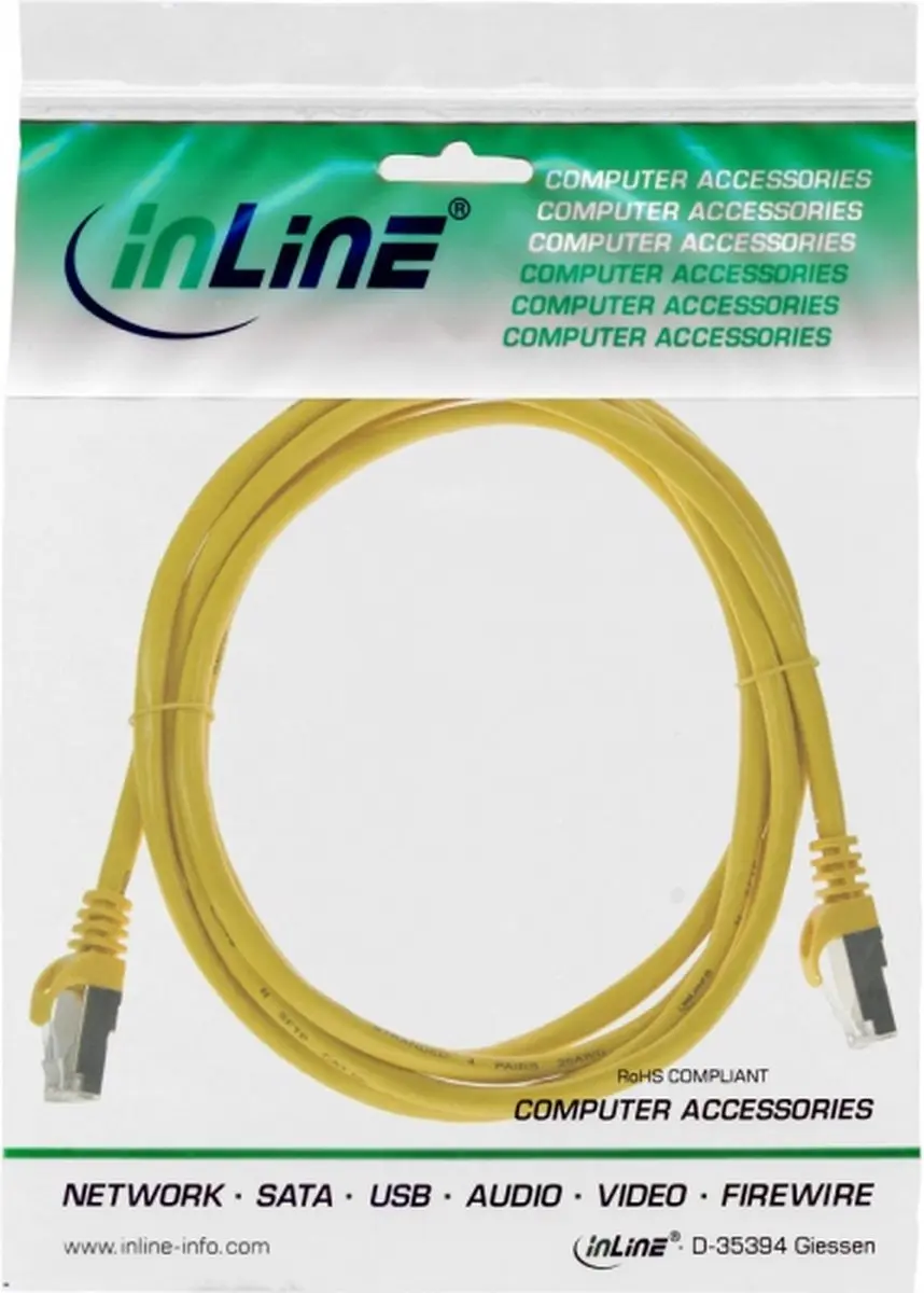 InLine Patchkabel SF/UTP Cat.5e Geel 0,25m