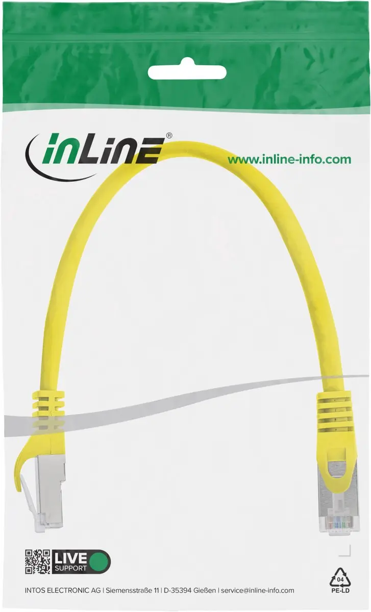 InLine Patchkabel SF/UTP Cat.5e Geel 0,25m