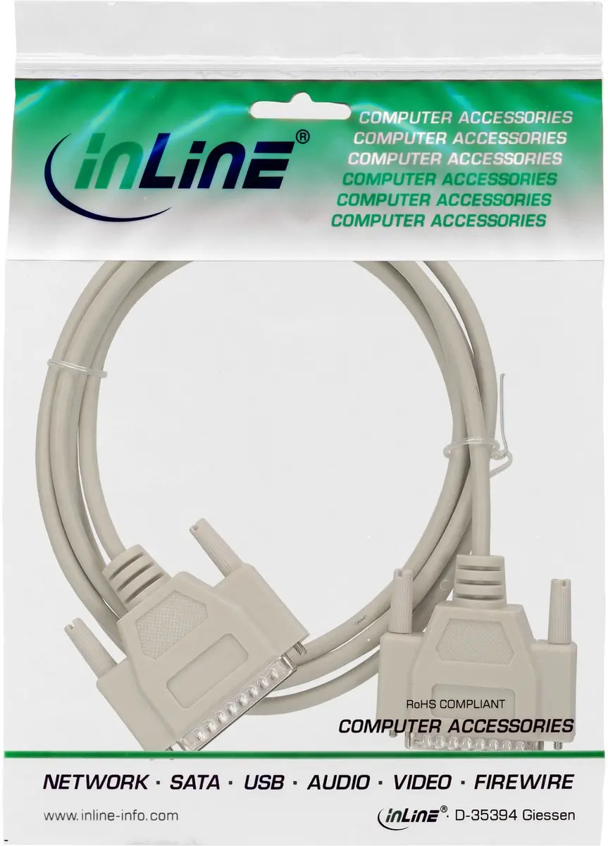 InLine RS232 Kabel 25-pins SUB-D - 9m - Beige