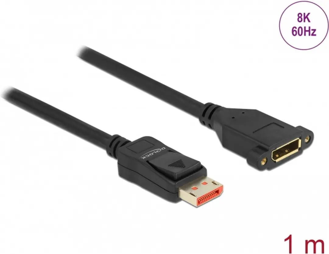 Delock DisplayPort Inbouwadapter 1.4 5K/8K 60Hz - 1m - Zwart