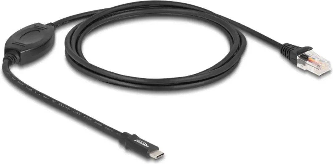 Delock USB 2.0 Type-C naar RS-232 RJ45 Adapter 1,8m - Zwart