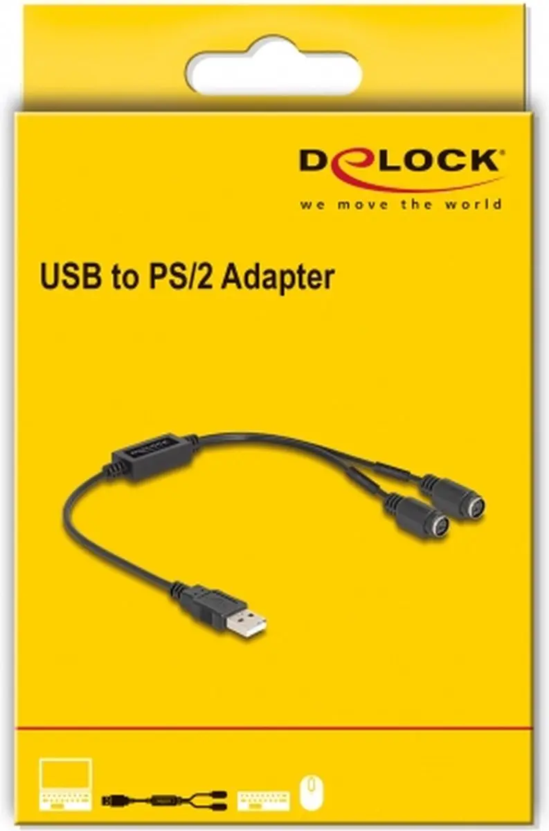 Delock USB naar PS/2 Adapter - Zwart