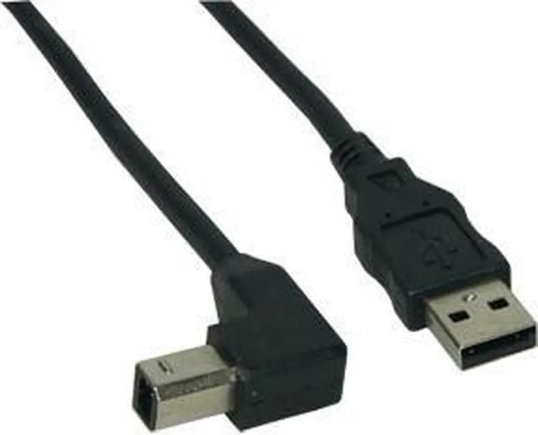 InLine USB-A naar haakse USB-B Kabel 5m - USB 2.0 - Zwart
