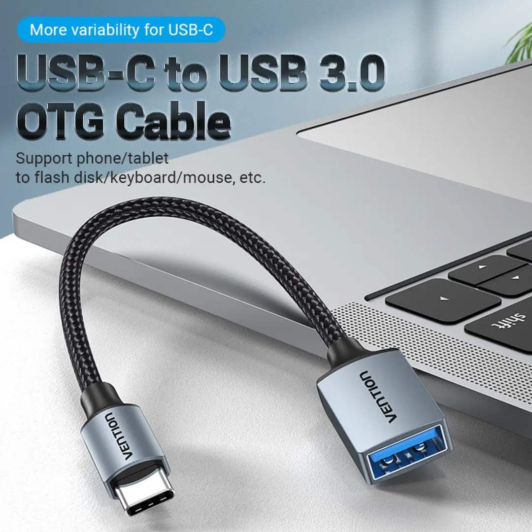 Vention USB naar USB-C OTG Adapter CCXHB - 5000 Mbit/s - Grijs