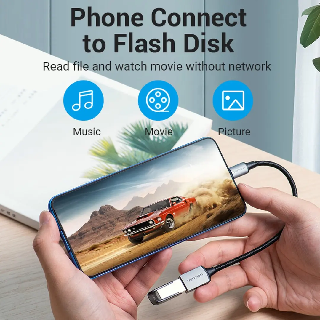 Vention USB naar USB-C OTG Adapter CCXHB - 5000 Mbit/s - Grijs