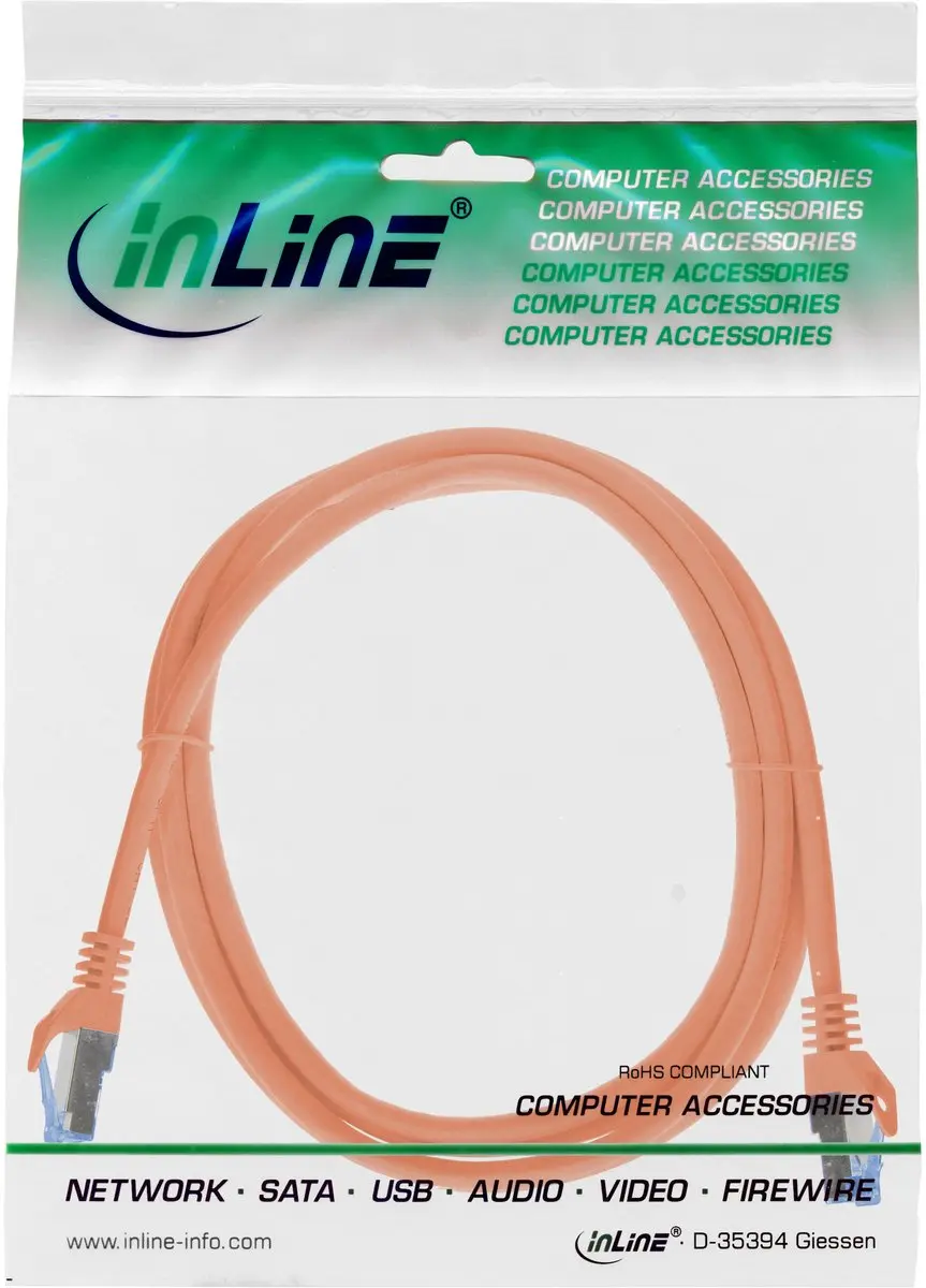 InLine Patchkabel Cat.6A S/FTP TPE LSZH CCA Oranje 1m