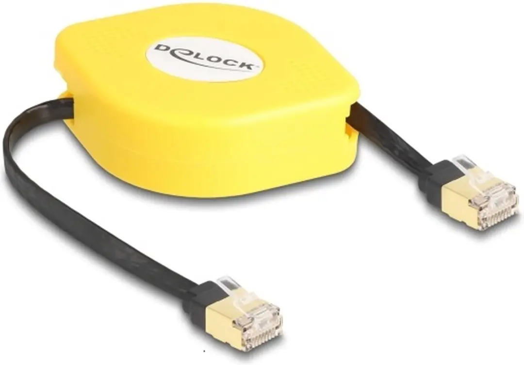 Delock RJ45 Retractable Kabel Cat.6A STP 1,5m - Zwart/Geel