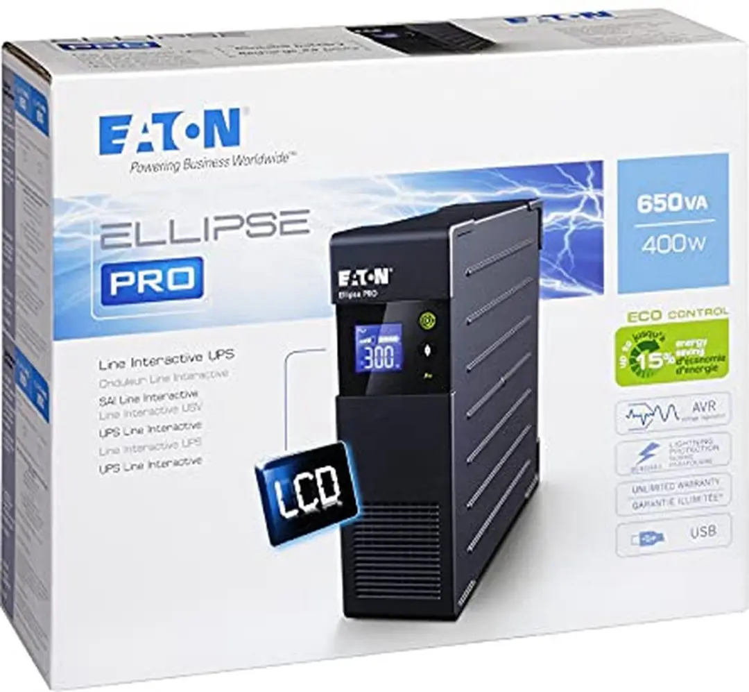 Eaton Ellipse PRO 650FR UPS - 1200W - 4 Stopcontacten - Zwart