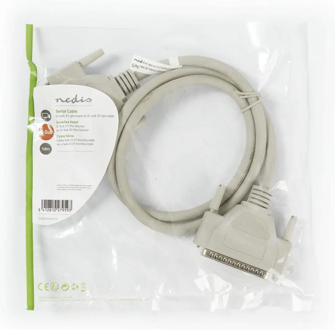 Nedis D-SUB 37-Pins Seriële Kabel 1m - Ivoor