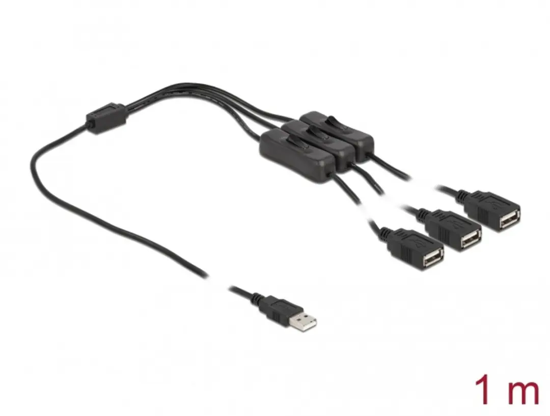Delock USB Type-A 3x Vrouwelijk Kabel 1m