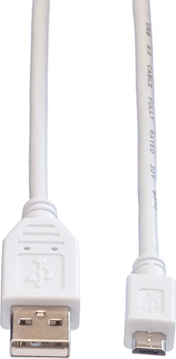 Value USB 2.0 Kabel A-Male naar Micro B-Male - 3m - Wit