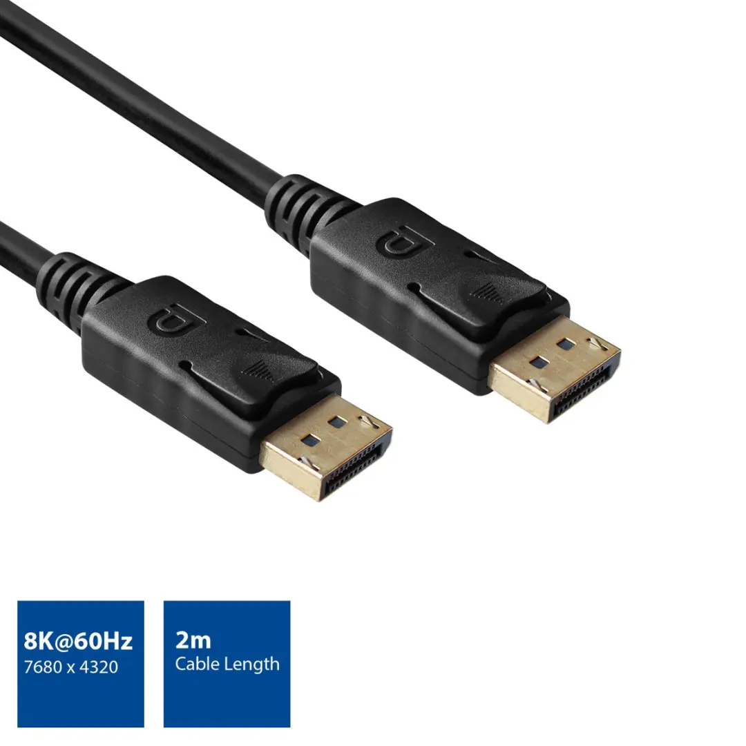 ACT 8K DisplayPort 1.4 Kabel AC3910 - 2m - Zwart