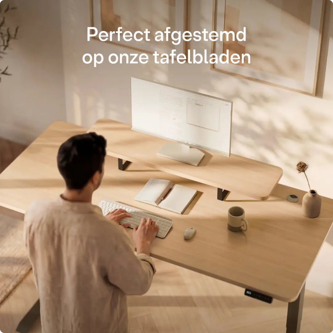 Desktronic Monitorstandaard 2 Schermen SKU_940 - Zwart/Eiken