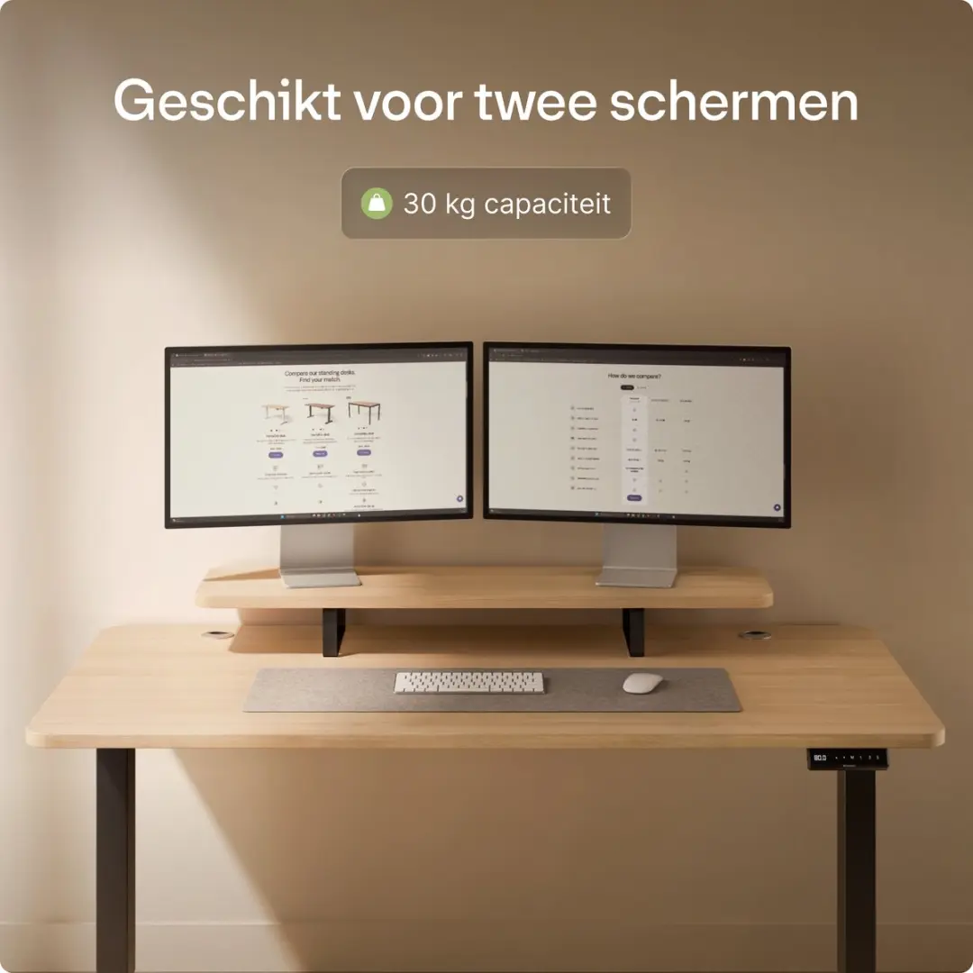 Desktronic Monitorstandaard 2 Schermen SKU_940 - Zwart/Eiken