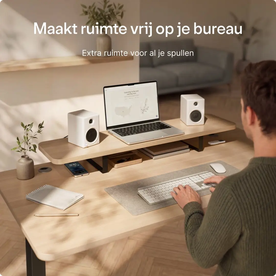 Desktronic Monitorstandaard 2 Schermen SKU_940 - Zwart/Eiken