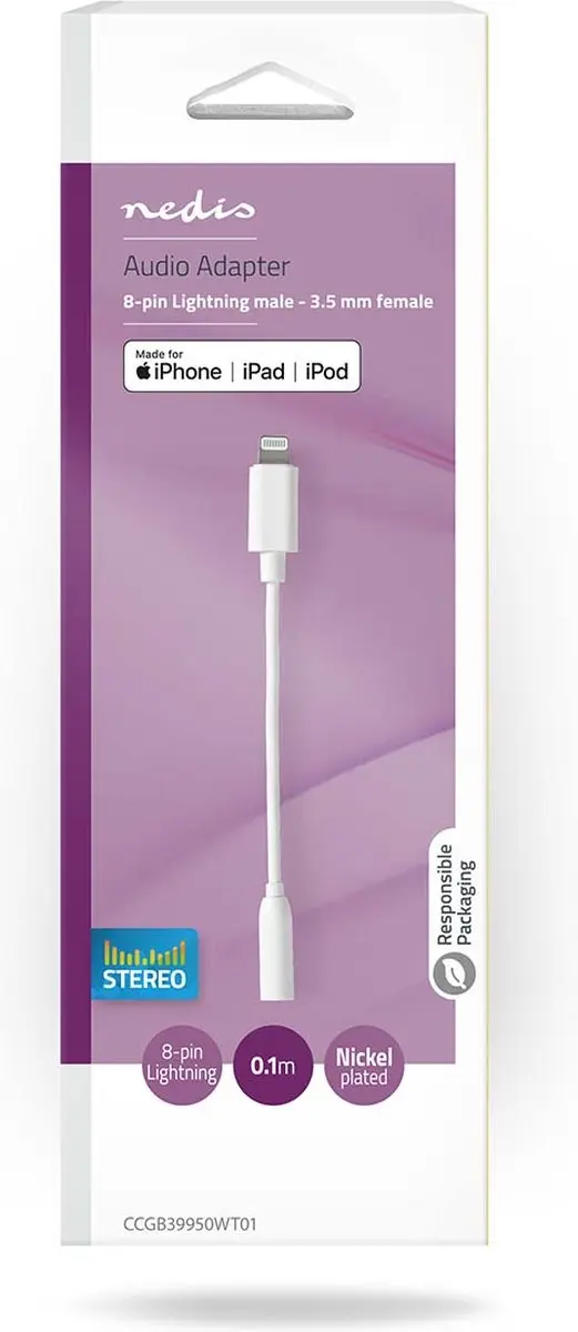 Nedis Lightning-adapter 3,5mm - 0,1m - CCGB39950WT01