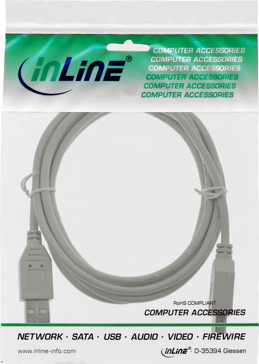 InLine USB 2.0 Verlengkabel Type A - 3m - Grijs