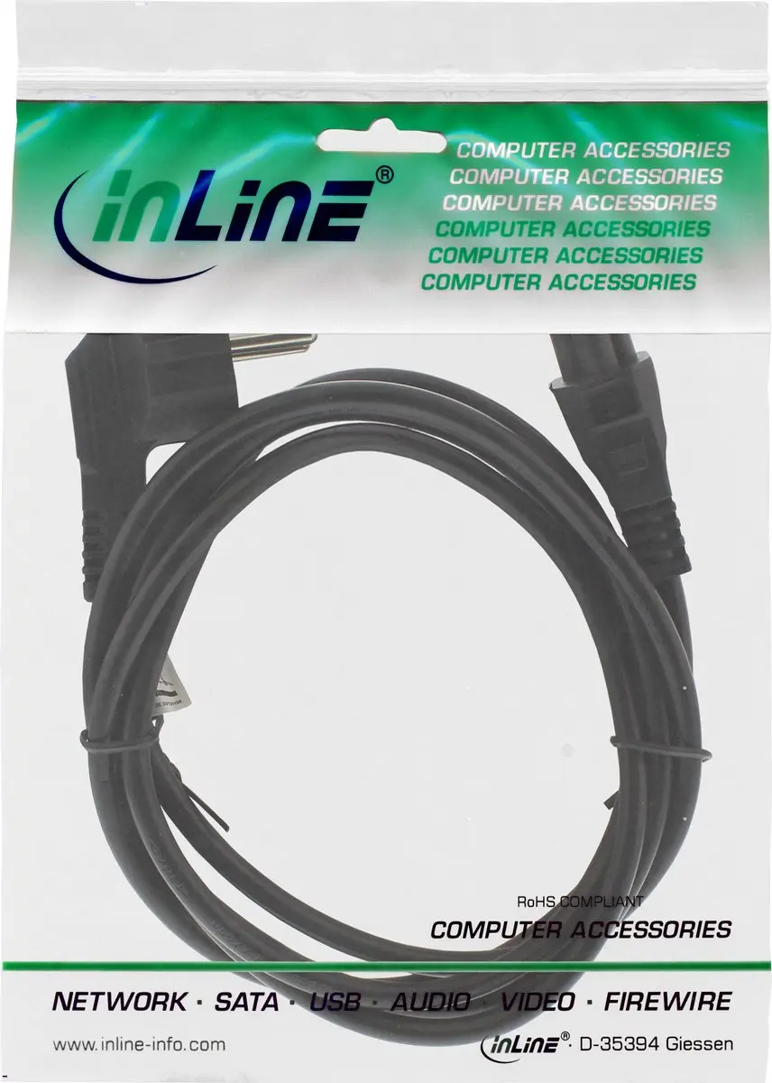 InLine C5 CEE 7/7 Stroomkabel 3x0,75mm² - 2m - Zwart