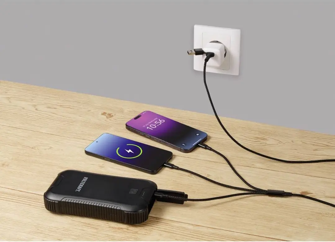 Renkforce US203/3M USB-laadkabel - USB-A/USB-C/USB-micro-B/Lightning - Alcantara-zwart