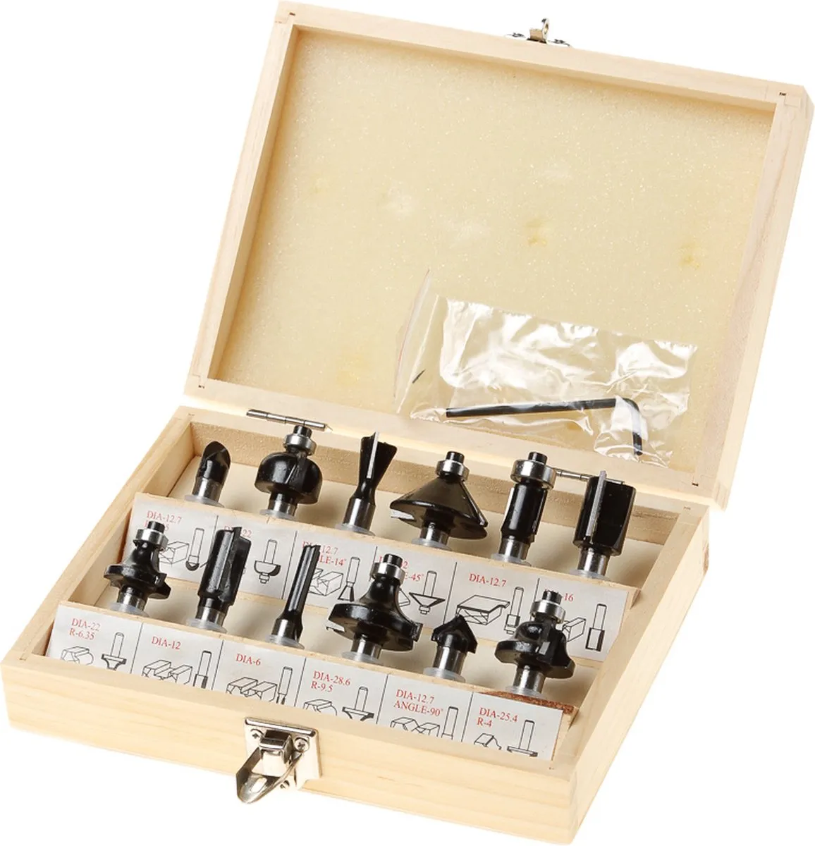 Hikoki Proline 12-delig Frezenset 8mm - Houten koffer