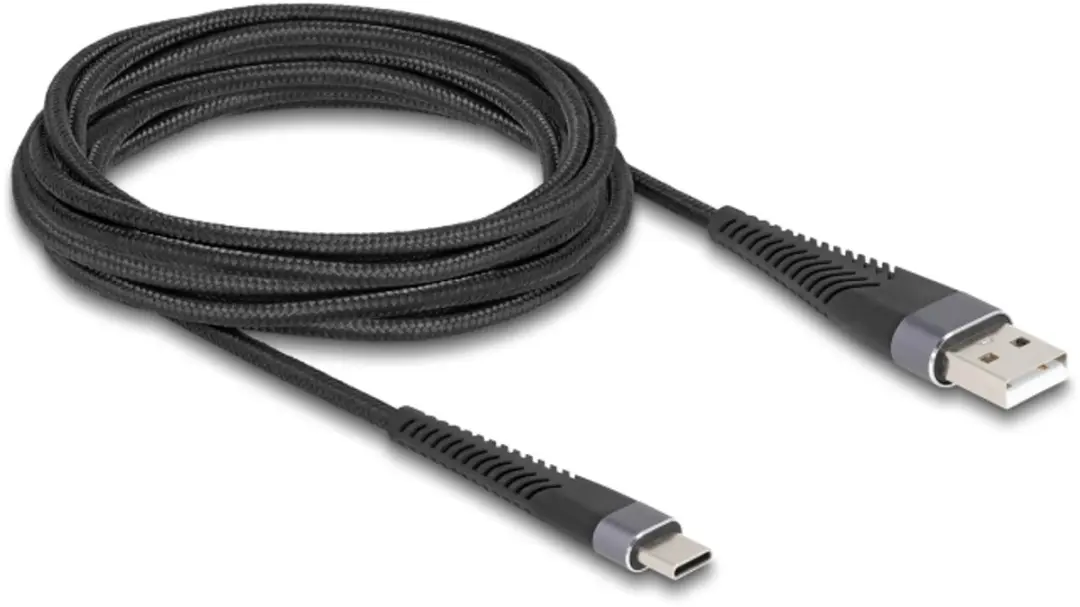 Delock USB-C naar USB-A Kabel 3m - USB 2.0 - 18W QC - Zwart