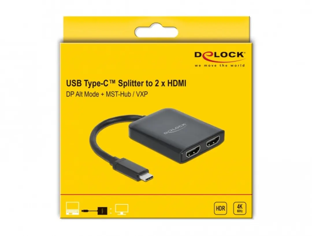 Delock USB-C Splitter DP Alt Mode 2x HDMI MST - Zwart