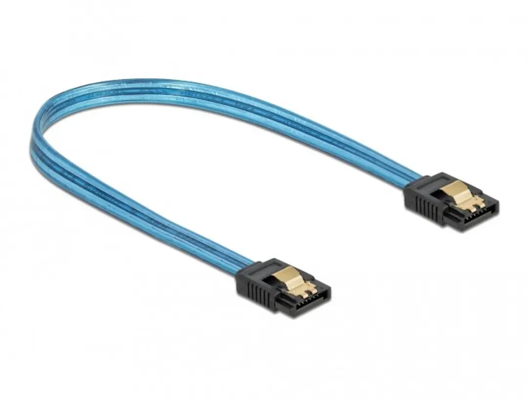 Delock SATA Kabel 6 Gb/s UV Blauw 20cm