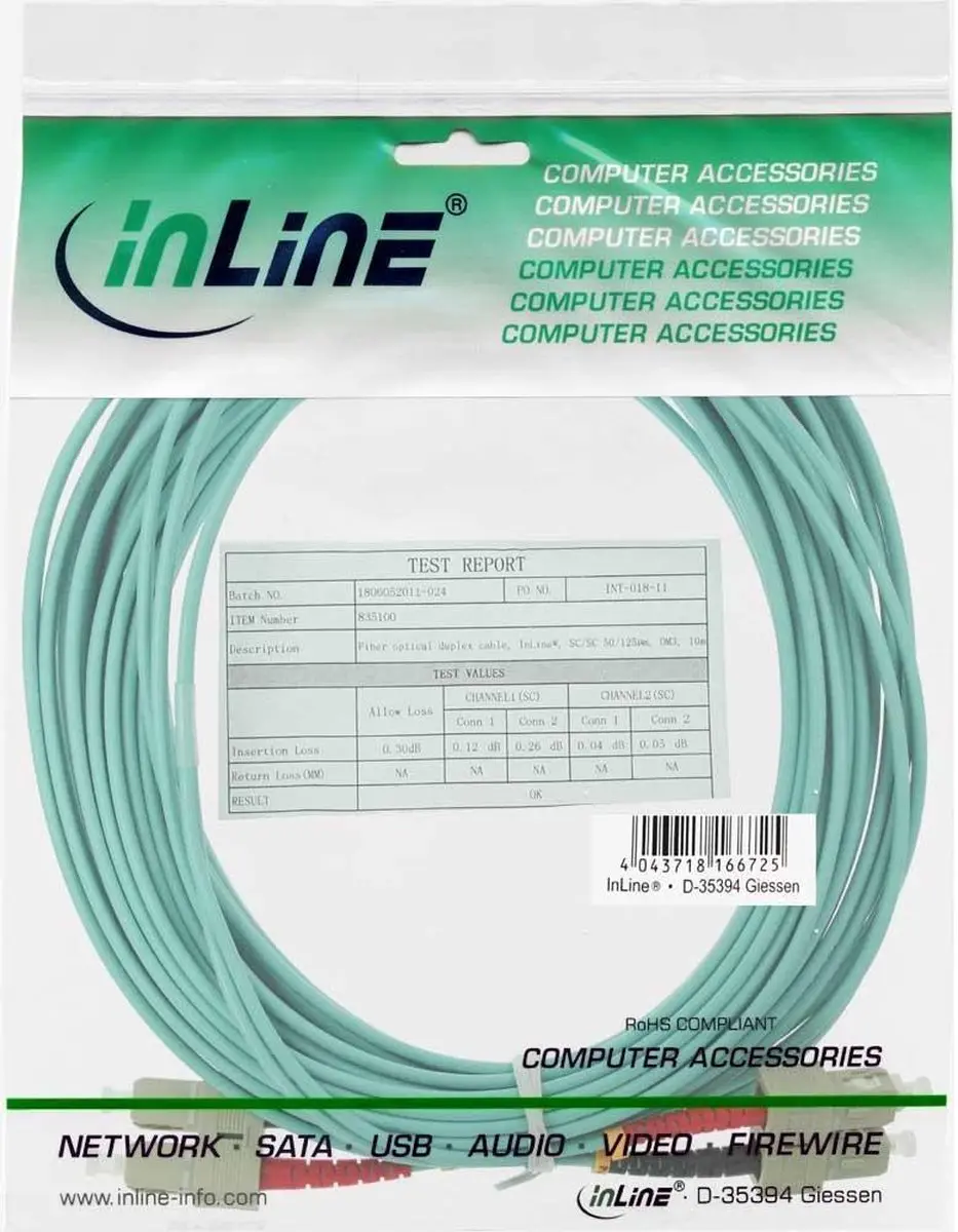 InLine LWL Duplex Kabel SC/SC 50/125µm OM3 - 30m - Turkoois