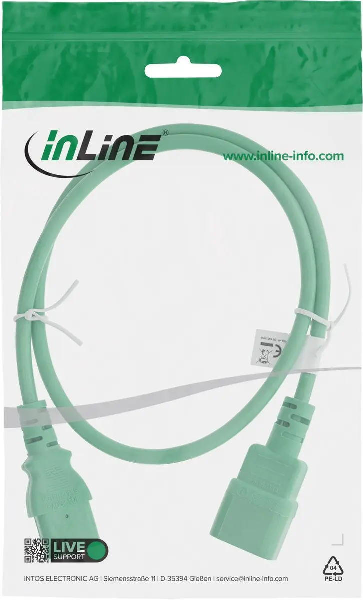 InLine C13-C14 Stroomkabel 3x0,75mm - Groen - 0,5m