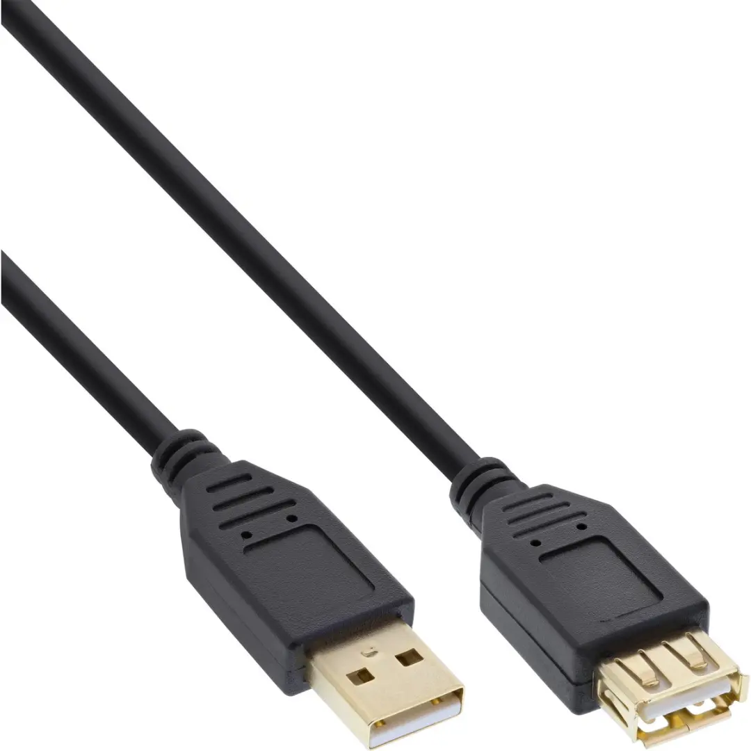 InLine USB-A Verlengkabel USB2.0 1,5m - Verguld - Zwart