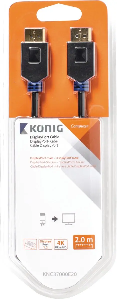 Konig DisplayPort Kabel 2m - Zwart