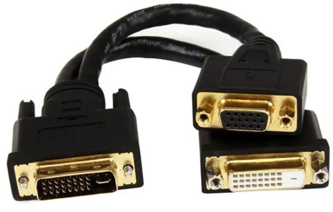 Startech DVI-I naar DVI-D & VGA Splitterkabel - 20cm - Zwart