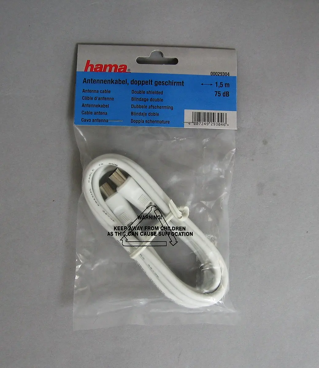 Antennekabel 1,5m 75dB wit
