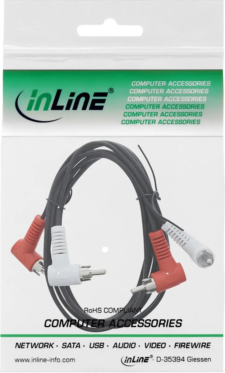InLine Tulp Stereo Audiokabel Haaks 1,2m - Zwart
