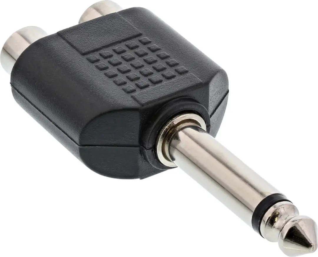 InLine 6,35mm Jack Mono naar Tulp Stereo Audio Adapter - Zwart
