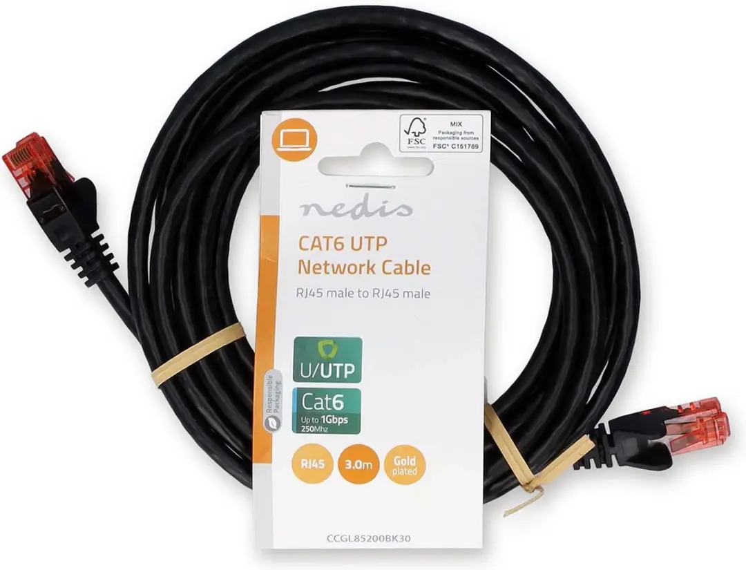 Nedis CAT6 Netwerkkabel CCGL85200BK30 - 3m - Zwart