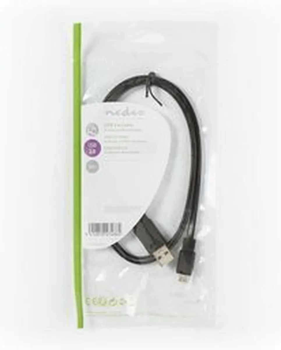 Nedis USB 2.0 A naar Micro-B Kabel 1m - Zwart