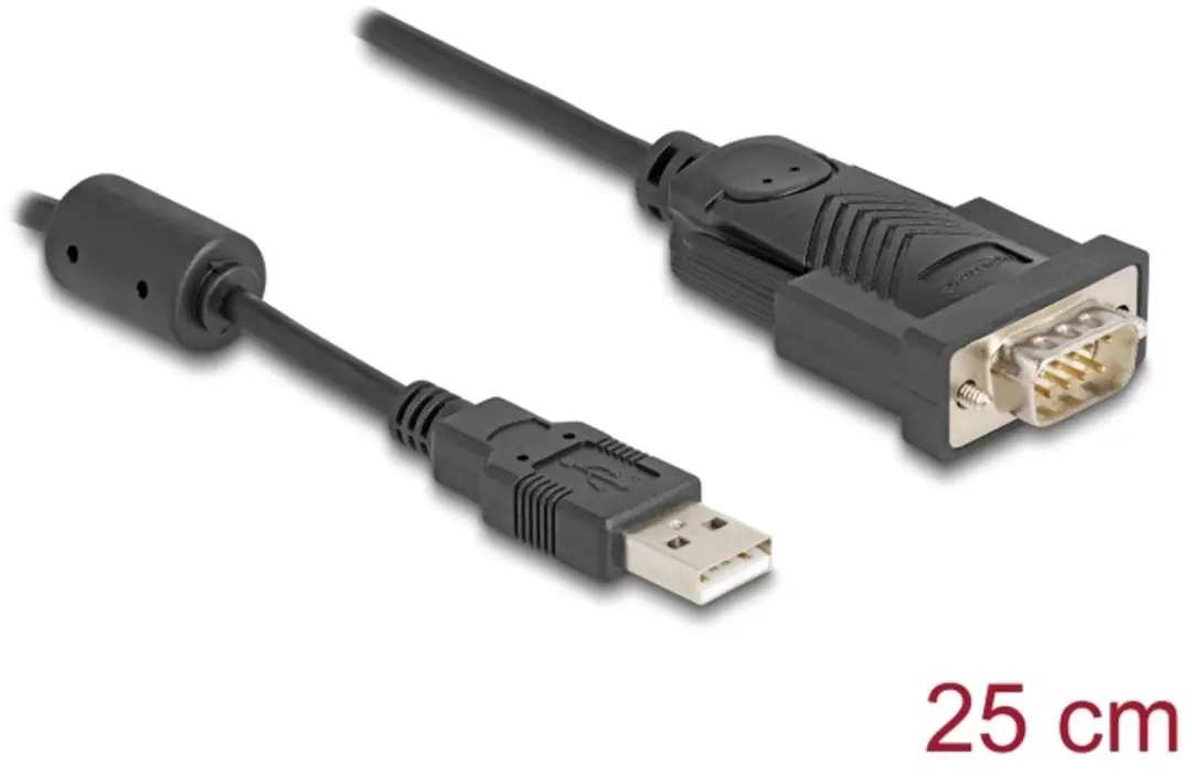 Delock USB 2.0 naar RS-232 Adapter 9-pin - 0,25m - Zwart