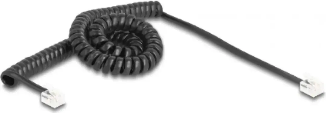 Delock Telefoonkabel RJ11-RJ11 Coiled - 3m - Zwart