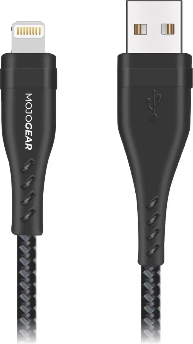 MOJOGEAR MG-14 Lightning USB Kabel - 1,5m - Zwart/Donkergrijs