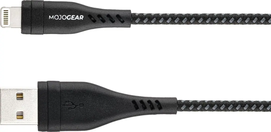 MOJOGEAR MG-14 Lightning USB Kabel - 1,5m - Zwart/Donkergrijs